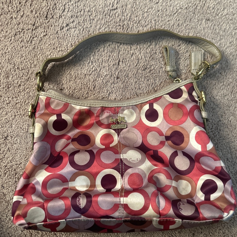 Coach op art signature sateen multicolor purse